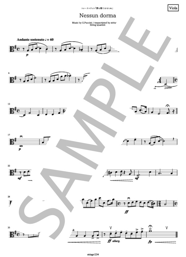 「トゥーランドット」より「誰も寝てはならぬ」 / プッチーニ (ジャコモ・プッチーニ) / 全て 中級 - サンプル譜面 5/5