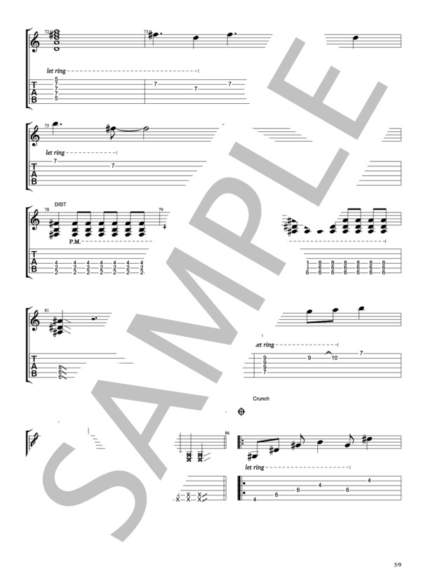 Sacred world  /  RAISE A SUILEN【E.Guitar TAB譜】 (RAISE A SUIREN) / エレキギター 上級 - サンプル譜面 5/5
