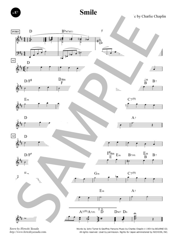 Smile [Chaplin Ver.] (Key=F) in E♭ / ファンク＆ソウル・スタンダード・ライブラリ (Sheet Music) (チャールズ・チャップリン) / アルトサックス 初〜中級 - サンプル譜面 1/1