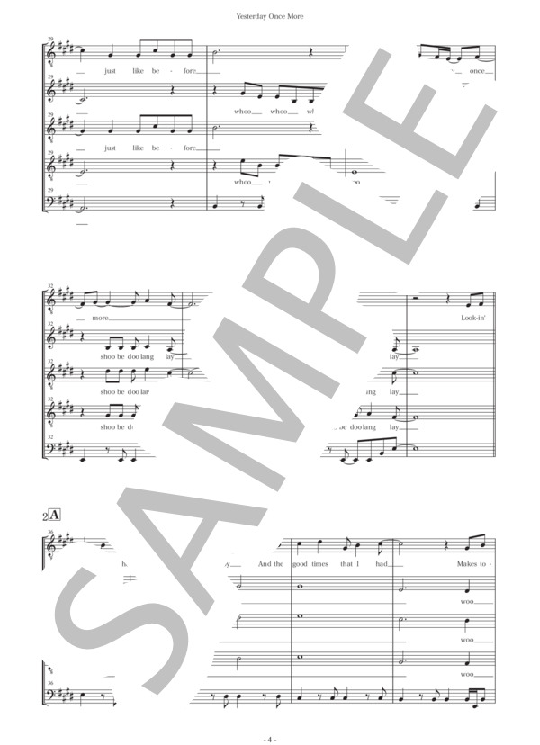 Yesterday Once More (Carpenters) / アカペラ 中級 - サンプル譜面 4/5