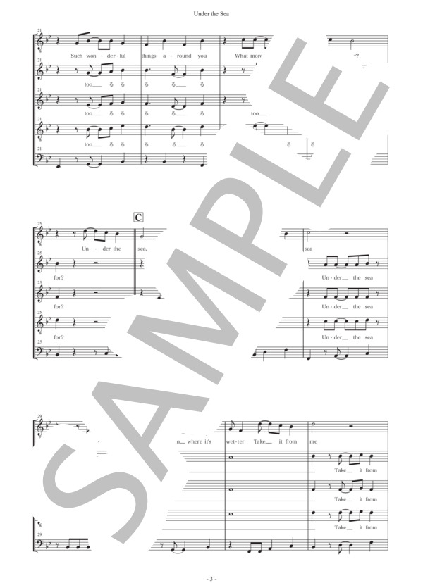 Under the Sea (アラン・メンケン) / アカペラ 中〜上級 - サンプル譜面 3/5