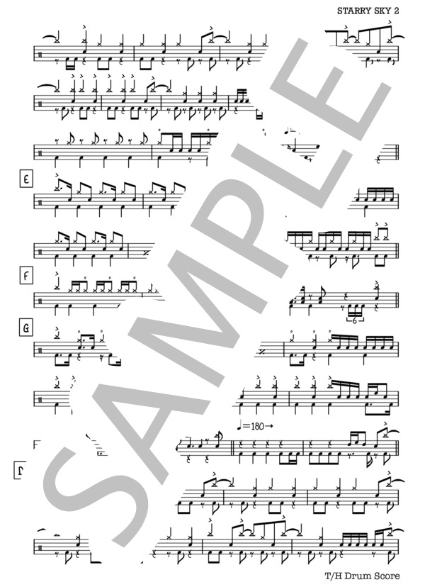 STARRY SKY (PassCode) / ドラム 上級 - サンプル譜面 2/4