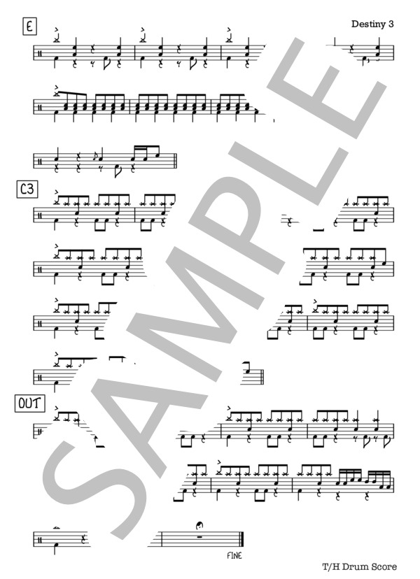 DESTINY (エレファントカシマシ) / ドラム 初級 - サンプル譜面 3/3