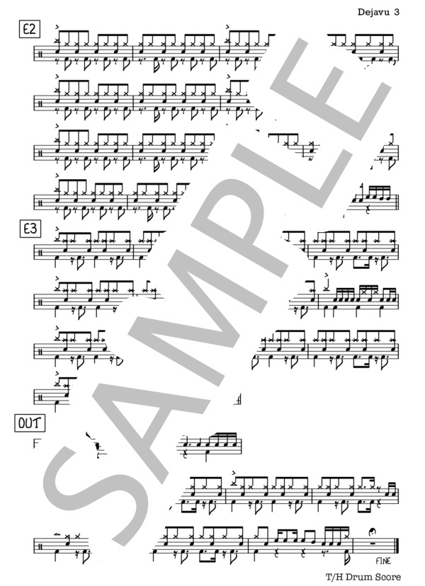 DEJAVU (LUNA SEA) / ドラム 中級 - サンプル譜面 3/3