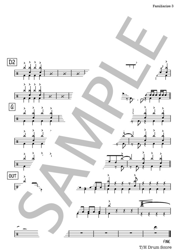 FAMILIARIZE (ROTTENGRAFFTY) / ドラム 中〜上級 - サンプル譜面 3/3