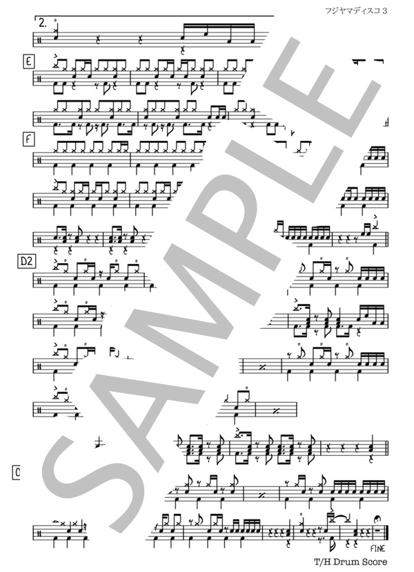 フジヤマディスコ (Silent Siren) / ドラム 初〜中級 - サンプル譜面 3/3