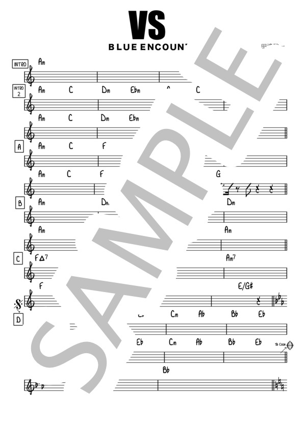 VS【リードシート / マスター譜】 (BLUE ENCOUNT) / その他 その他 - サンプル譜面 1/3