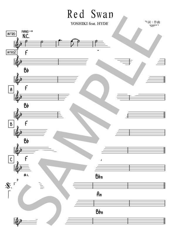 Red Swan【リードシート / マスター譜】 (hyde) / その他 その他 - サンプル譜面 1/3