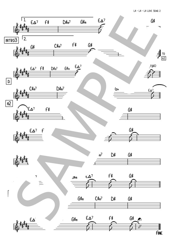 LA・LA・LA LOVE SONG【リードシート / マスター譜】 (久保田 利伸) / その他 その他 - サンプル譜面 2/2