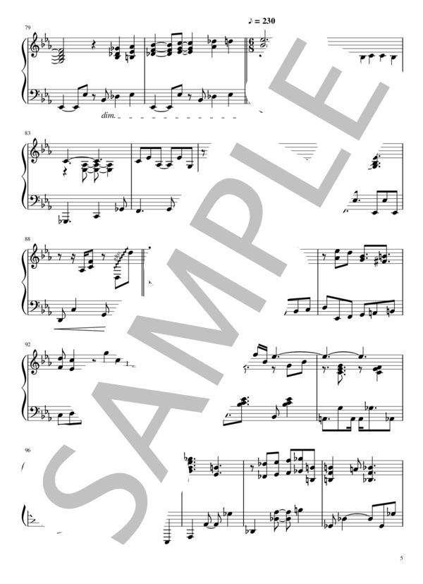 TOKYO (椎名 林檎) / ピアノソロ 上級 - サンプル譜面 5/5