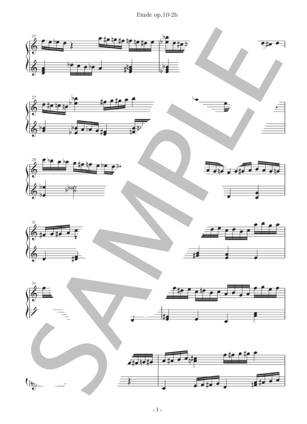 【25音】ショパン エチュードop.10-2によるトイピアノ練習曲 [中級編   /   Medium] <トイピアノ楽譜> (フレデリック・ショパン) / トイピアノ / チェレスタ 中〜上級 - サンプル譜面 3/4