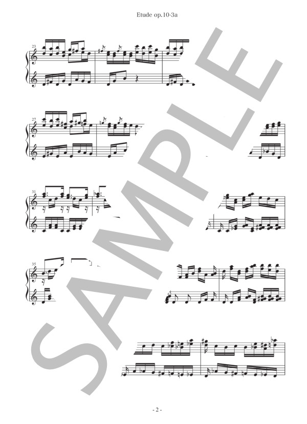 【25音】ショパン 「別れの曲」エチュードop.10-3によるトイピアノ練習曲 [上級編   /   Hard] <トイピアノ楽譜> (フレデリック・ショパン) / トイピアノ / チェレスタ 上級 - サンプル譜面 2/4