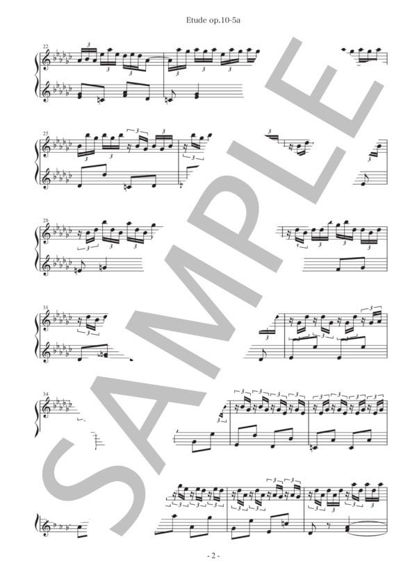 【25音】ショパン 「黒鍵」エチュードop.10-5によるトイピアノ練習曲 [上級編   /   Hard] <トイピアノ楽譜> (フレデリック・ショパン) / トイピアノ / チェレスタ 上級 - サンプル譜面 2/4