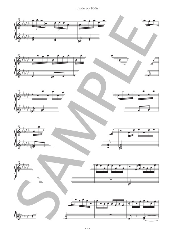 【25音】ショパン 「黒鍵」エチュードop.10-5によるトイピアノ練習曲 [初級編 / Easy] <トイピアノ楽譜> (フレデリック・ショパン) / トイピアノ / チェレスタ 中級 - サンプル譜面 2/5