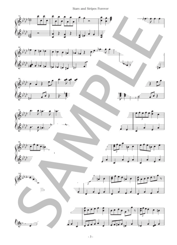 【25音】星条旗よ永遠なれ（運動会の定番) <トイピアノ楽譜> (ジョン・フィリップ・スーザ) / トイピアノ / チェレスタ 中〜上級 - サンプル譜面 3/5