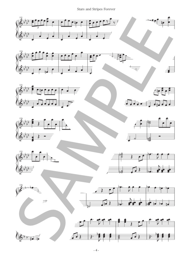 【25音】星条旗よ永遠なれ（運動会の定番) <トイピアノ楽譜> (ジョン・フィリップ・スーザ) / トイピアノ / チェレスタ 中〜上級 - サンプル譜面 4/5