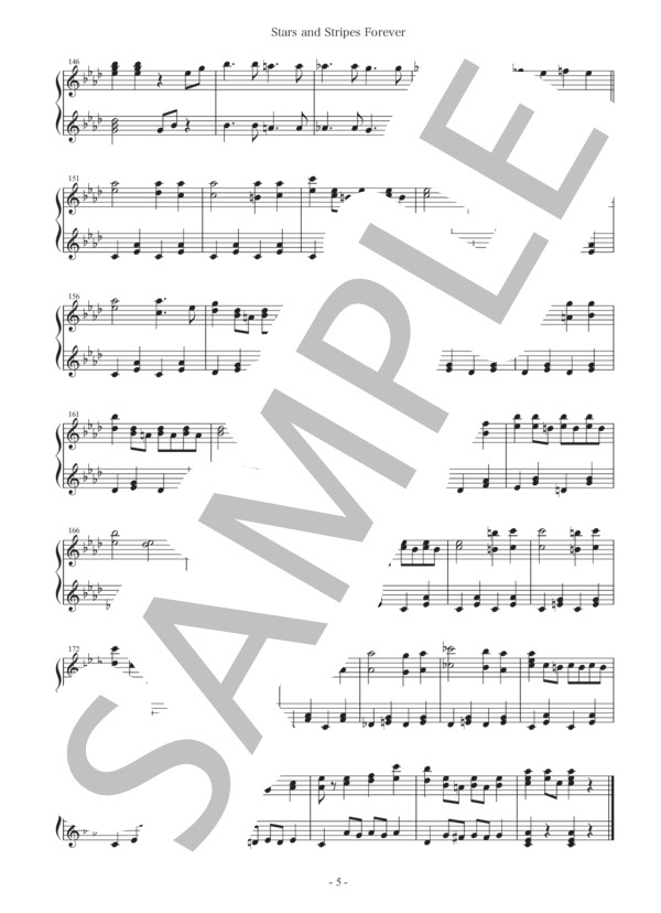 【25音】星条旗よ永遠なれ（運動会の定番) <トイピアノ楽譜> (ジョン・フィリップ・スーザ) / トイピアノ / チェレスタ 中〜上級 - サンプル譜面 5/5