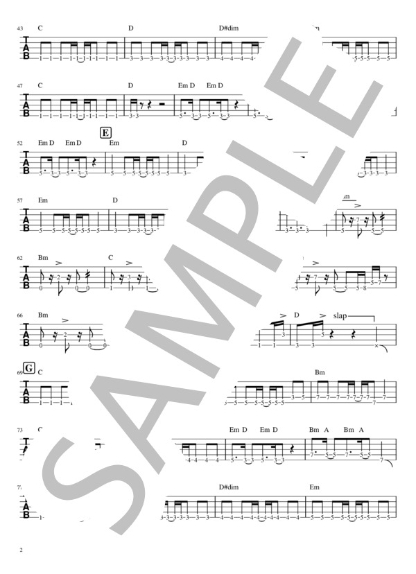【5弦ベースTAB譜】紅蓮華 / LiSA / エレキベース 初級 - サンプル譜面 2/3