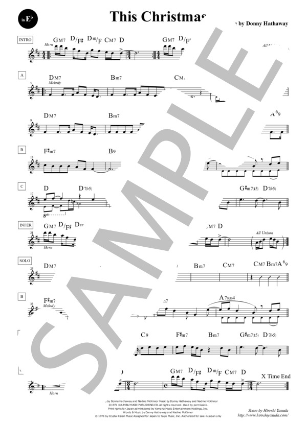 This Christmas (Key=F) in E♭ / ディス・クリスマス / ファンク＆ソウル・スタンダード・ライブラリ (Sheet Music) (ダニー・ハサウェイ) / アルトサックス 中級 - サンプル譜面 1/2