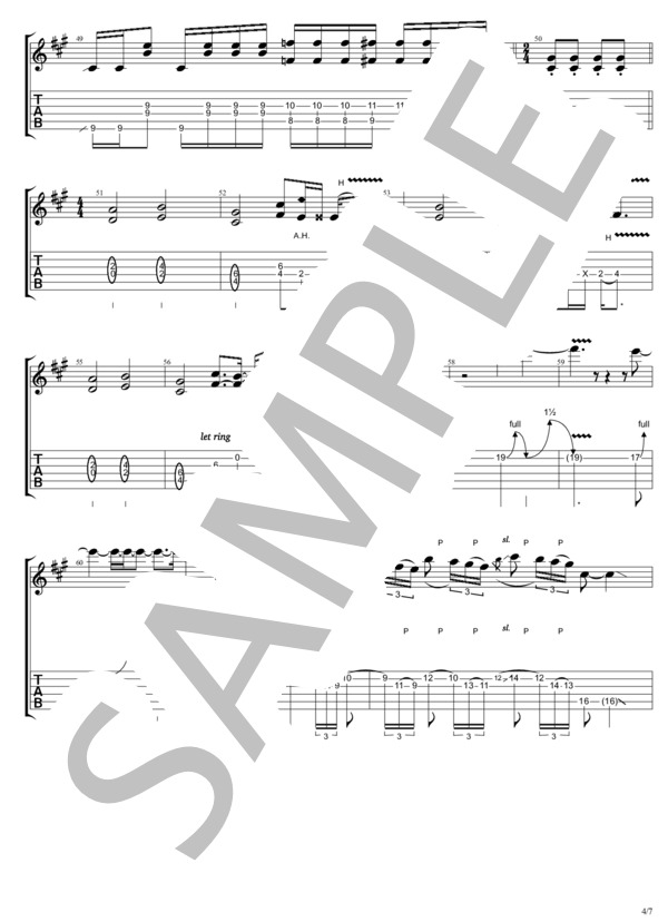 RUN (B'z) / ギターソロ 上級 - サンプル譜面 4/5