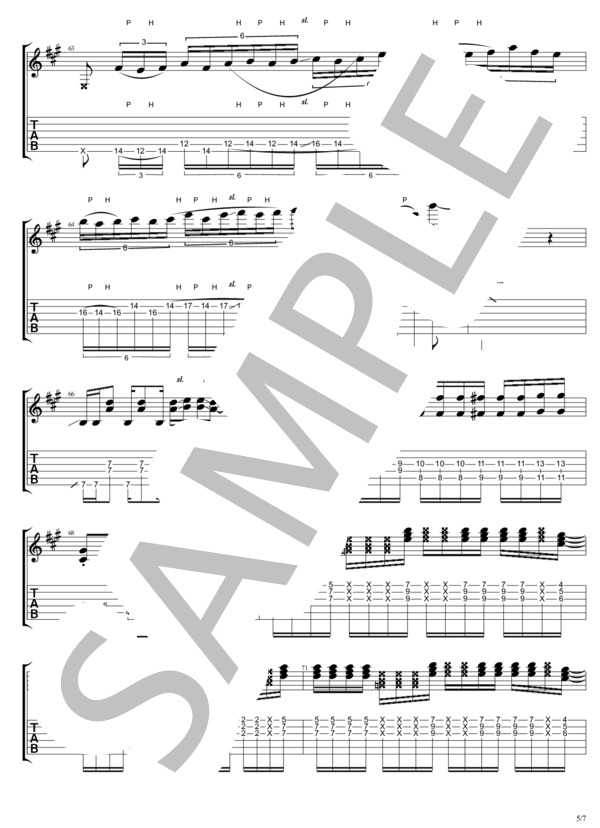 RUN (B'z) / ギターソロ 上級 - サンプル譜面 5/5