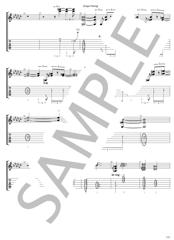 ながい愛 (B'z) / ギターソロ 中〜上級 - サンプル譜面 3/5