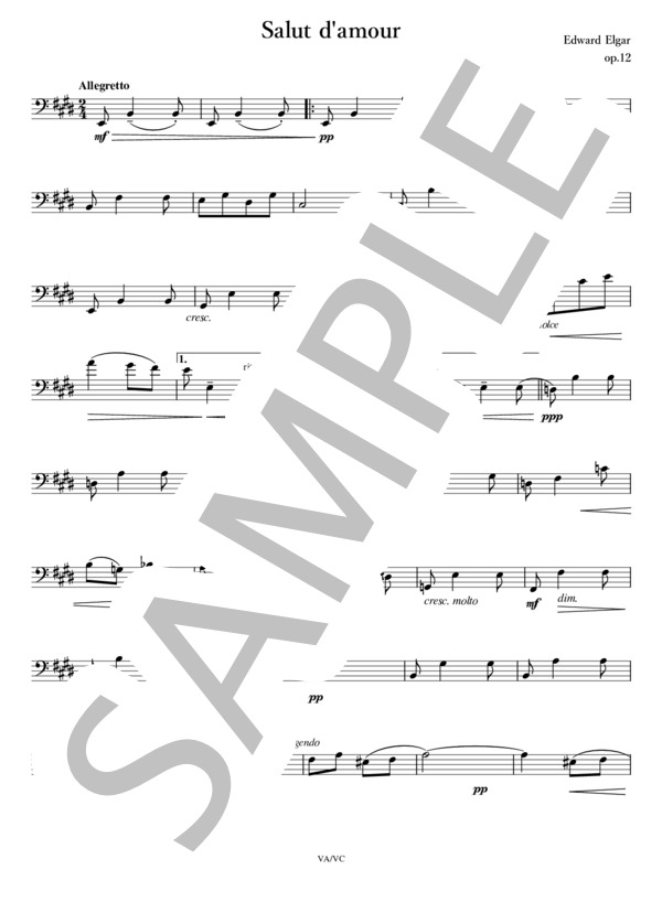 愛の挨拶 (エドワード・エルガー) / チェロ 中級 - サンプル譜面 1/4
