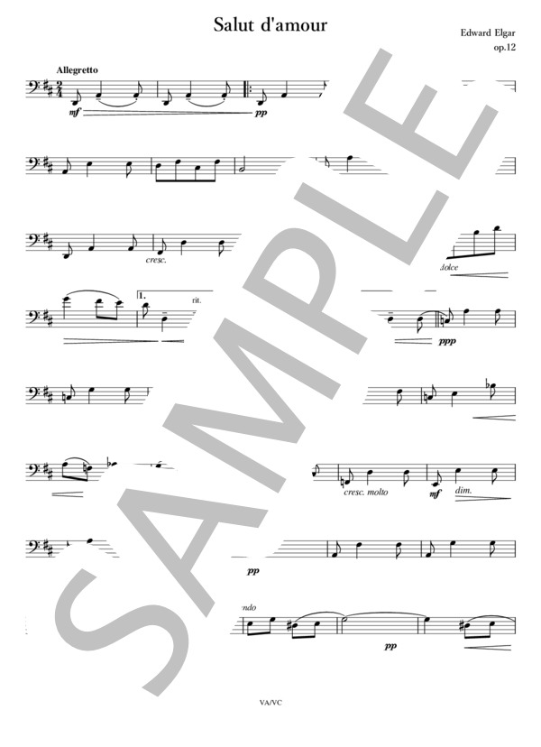 愛の挨拶 (エドワード・エルガー) / チェロ 中級 - サンプル譜面 3/4