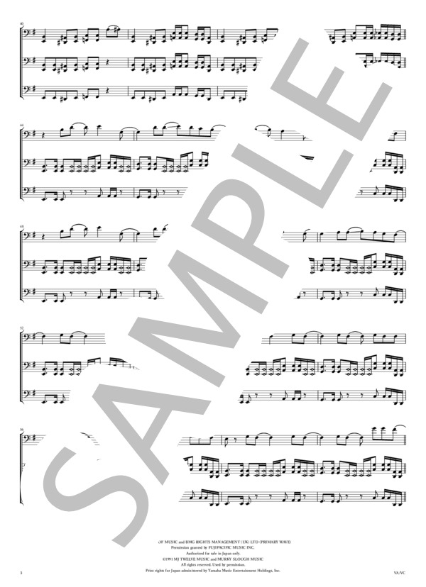 SMELLS LIKE TEEN SPIRIT (NIRVANA) / チェロ 初〜中級 - サンプル譜面 3/5