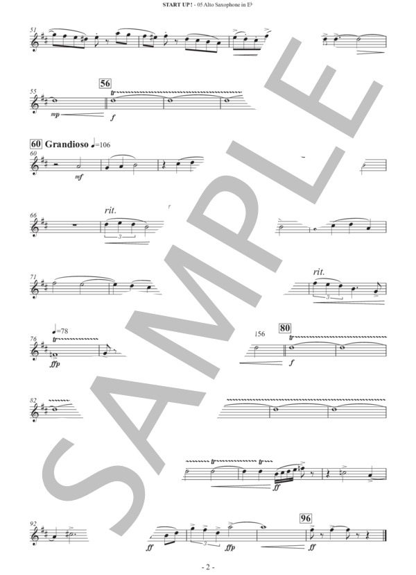START UP ! 〜春、始まり〜 [吹奏楽](パート譜 / アルトサクソフォン） (下田 和輝) / アルトサックス 中級 - サンプル譜面 2/2