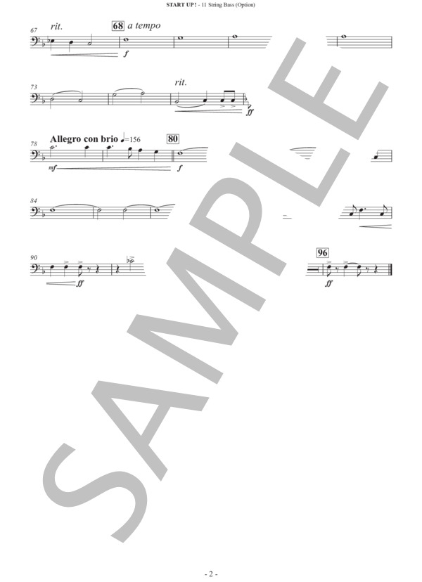 START UP ! 〜春、始まり〜 [吹奏楽](パート譜 / ストリングベース） (下田 和輝) / コントラバス 中級 - サンプル譜面 2/2