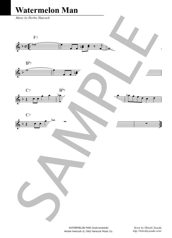 Watermelon Man (Key=F) / ウォーターメロンマン / ファンク＆ソウル・スタンダード・ライブラリ (Sheet Music) (ハービー・ハンコック) / メロディ その他 - サンプル譜面 1/1