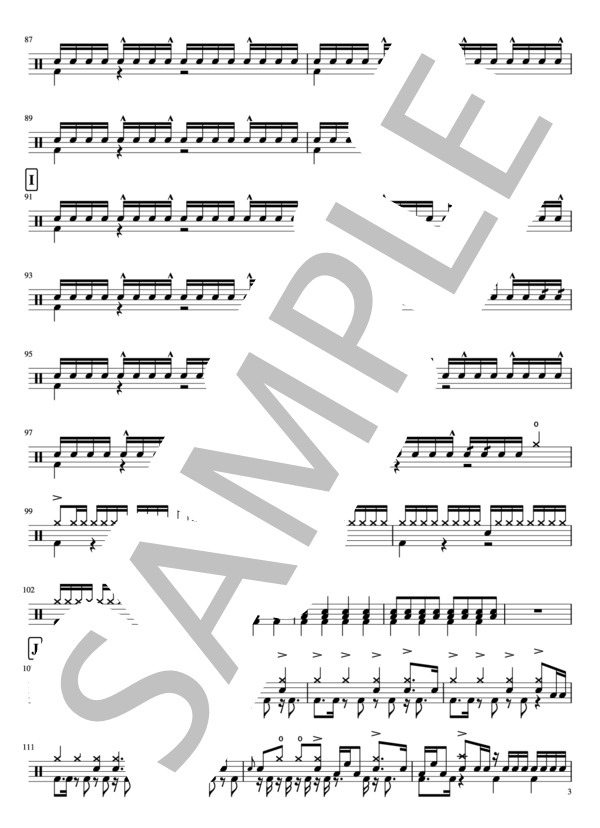 紅蓮華 (LiSA) / ドラム 中級 - サンプル譜面 3/4