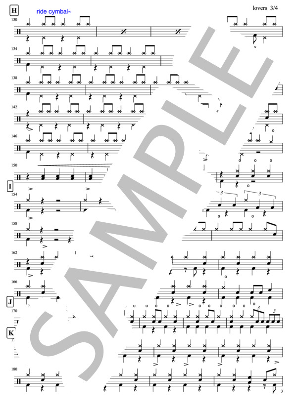 Lovers (sumika) / ドラム 中級 - サンプル譜面 3/4