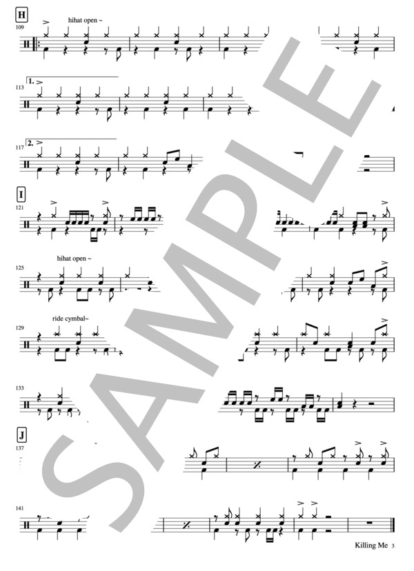 KiLLiNG ME (SiM) / ドラム 中級 - サンプル譜面 3/3