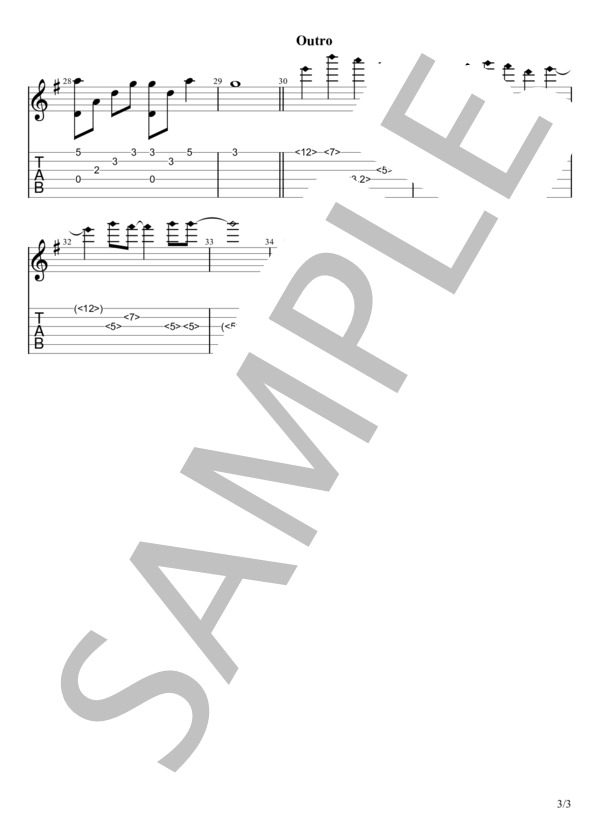 アイノカタチfeat.HIDE(GReeeeN) (Misia（ミーシャ）) / ギターソロ 初〜中級 - サンプル譜面 3/3