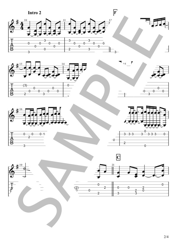海の声 (BEGIN) / ギターソロ 初〜中級 - サンプル譜面 2/4