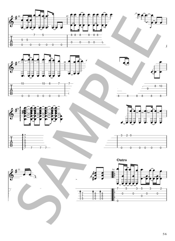 インフルエンサー (乃木坂46) / ギターソロ 上級 - サンプル譜面 5/5