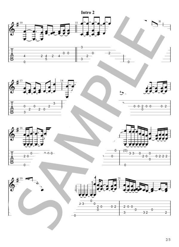 夜永唄 (神 はサイコロを振らない) / ギターソロ 初〜中級 - サンプル譜面 2/3