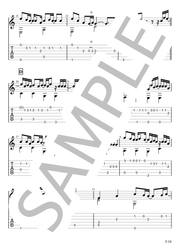 猫 (DISH) / ギターソロ 中級 - サンプル譜面 3/5