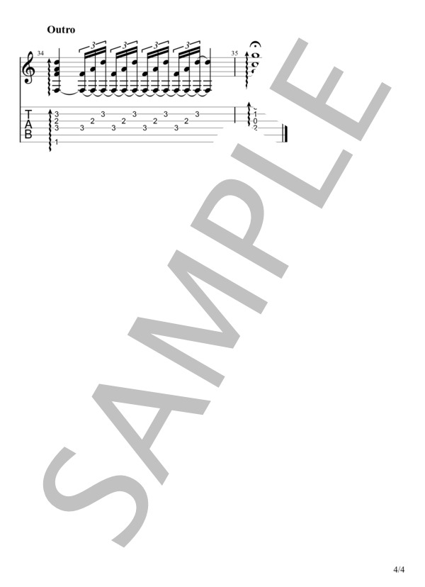 風のとおり道 (久石 譲) / ギターソロ 初〜中級 - サンプル譜面 4/4