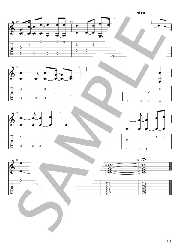 僕が僕であるために (尾崎 豊) / ギターソロ 初〜中級 - サンプル譜面 5/5