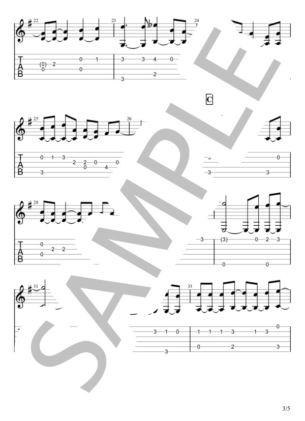 RPG (SEKAI NO OWARI) / ギターソロ 中級 - サンプル譜面 3/5