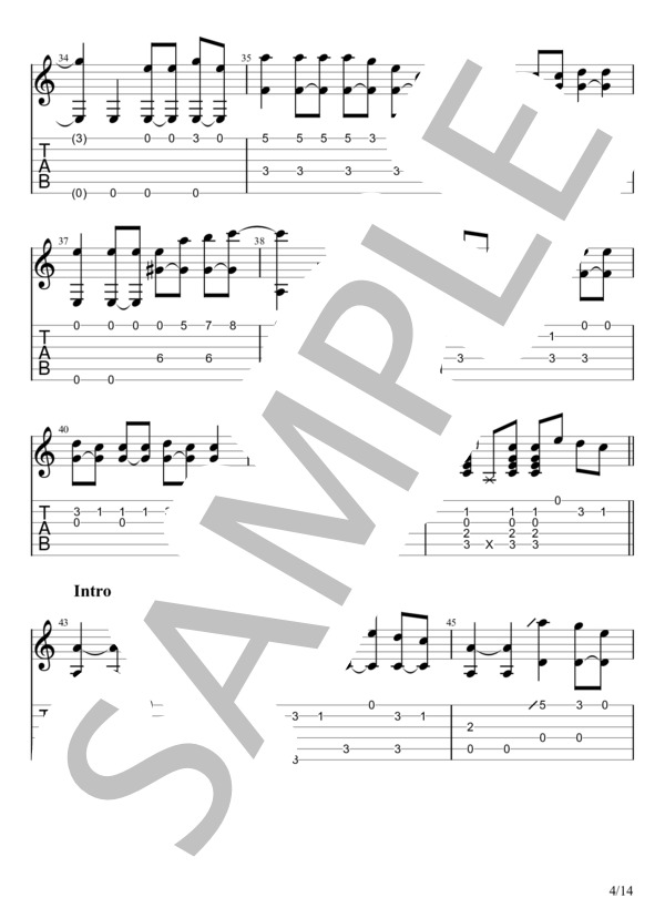 ヒッチコック (ヨルシカ) / ギターソロ 中〜上級 - サンプル譜面 4/5