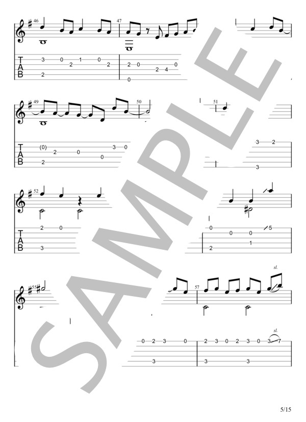 あの夢をなぞって (YOASOBI) / ギターソロ 中〜上級 - サンプル譜面 5/5