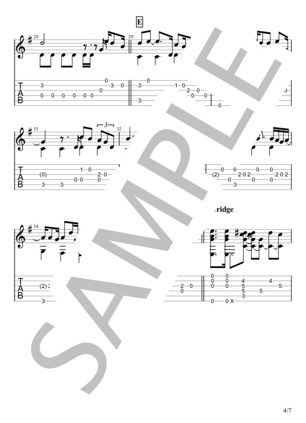 魔法の絨毯 (川崎 鷹也) / ギターソロ 初〜中級 - サンプル譜面 4/5