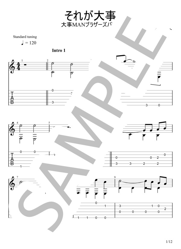 それが大事 (大事MANブラザーズバンド) / ギターソロ 初級 - サンプル譜面 1/5