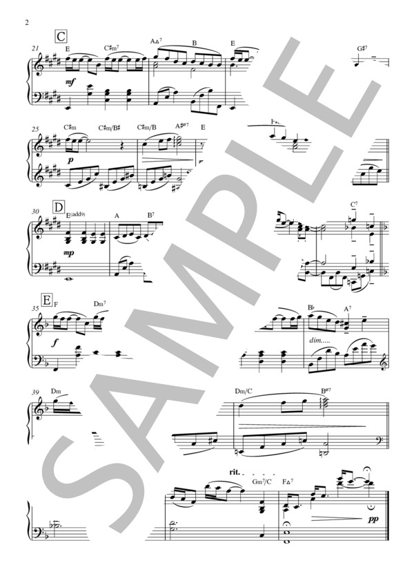 「想いは遠く」 彦坂恭人 (彦坂 恭人) / ピアノソロ 中級 - サンプル譜面 2/2