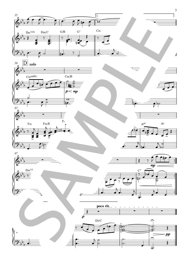 『帰らざる日々』～銀河テレビ小説より (ソニア・ローザ) / アンサンブルピアノ＋他楽器 中〜上級 - サンプル譜面 3/5