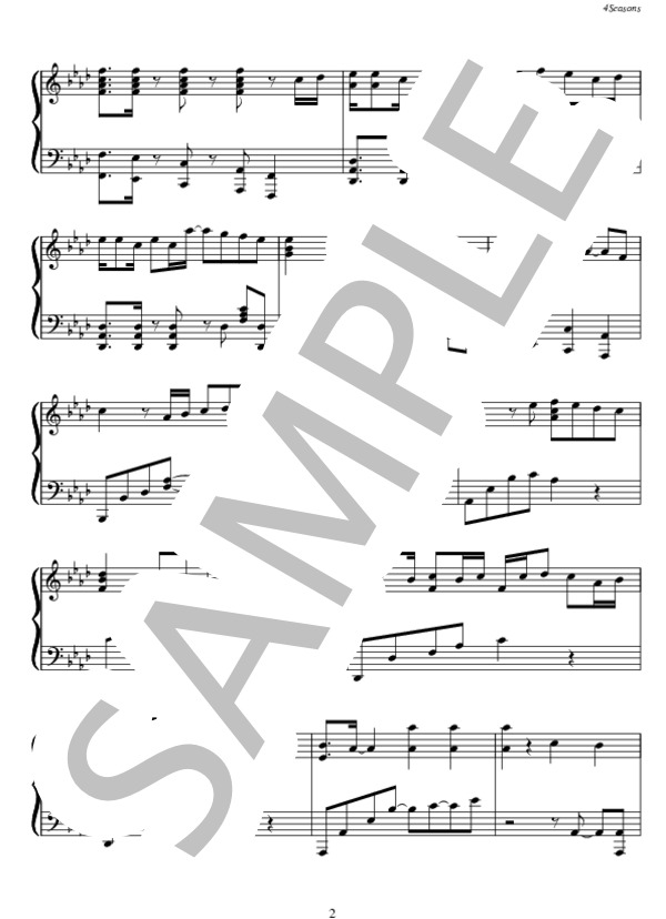 4 Seasons ピアノソロ (Sexy Zone) / 中〜上級 - サンプル譜面 2/5